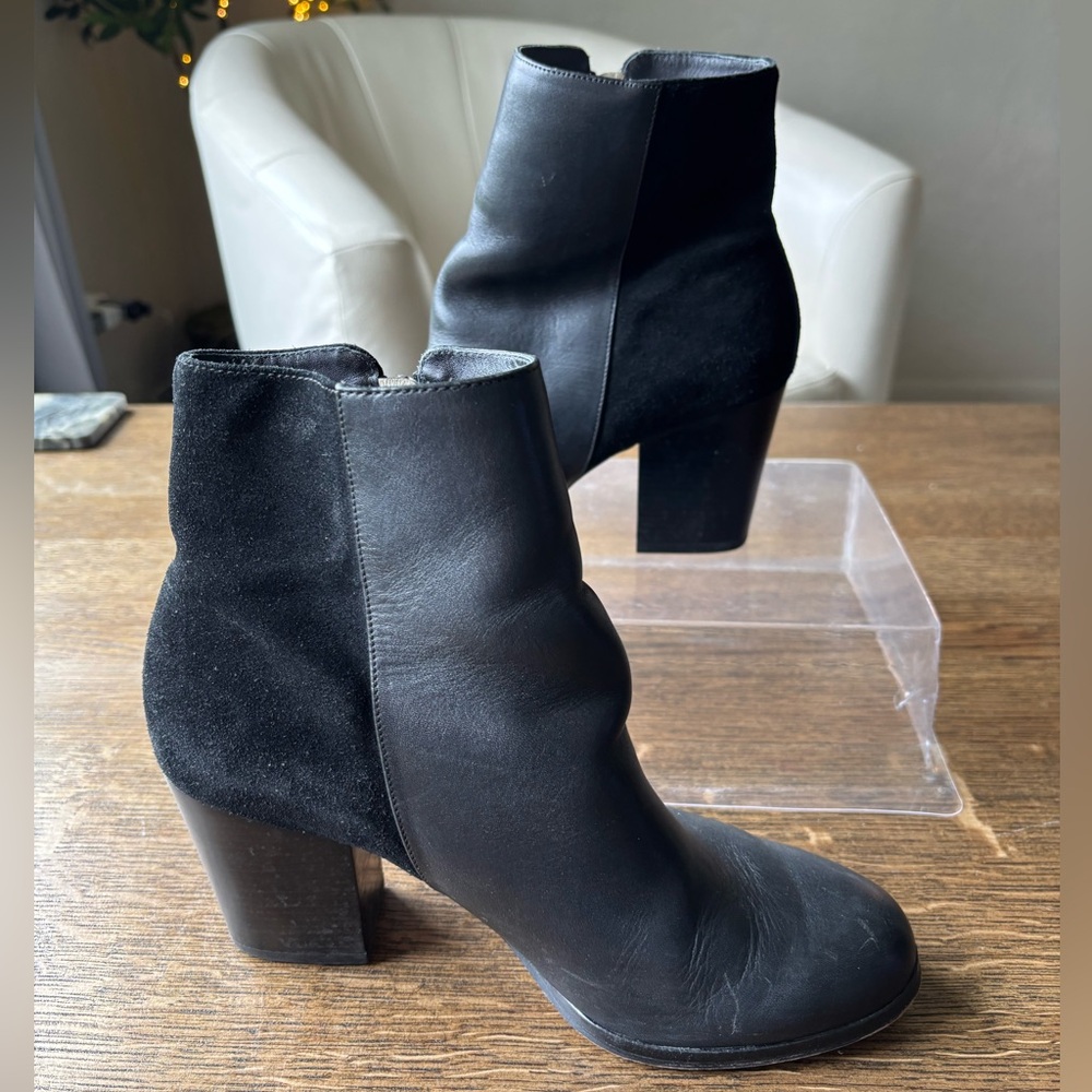 Michael Kors Leather & Suede Ankle Boots Block‎ Heel Zip Booties 8
